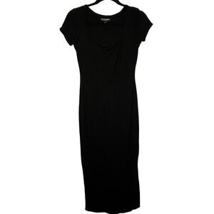 See You Monday Anthro Black Maxi Dress‎ Large Bodycon Minimalist Stretch Neutral